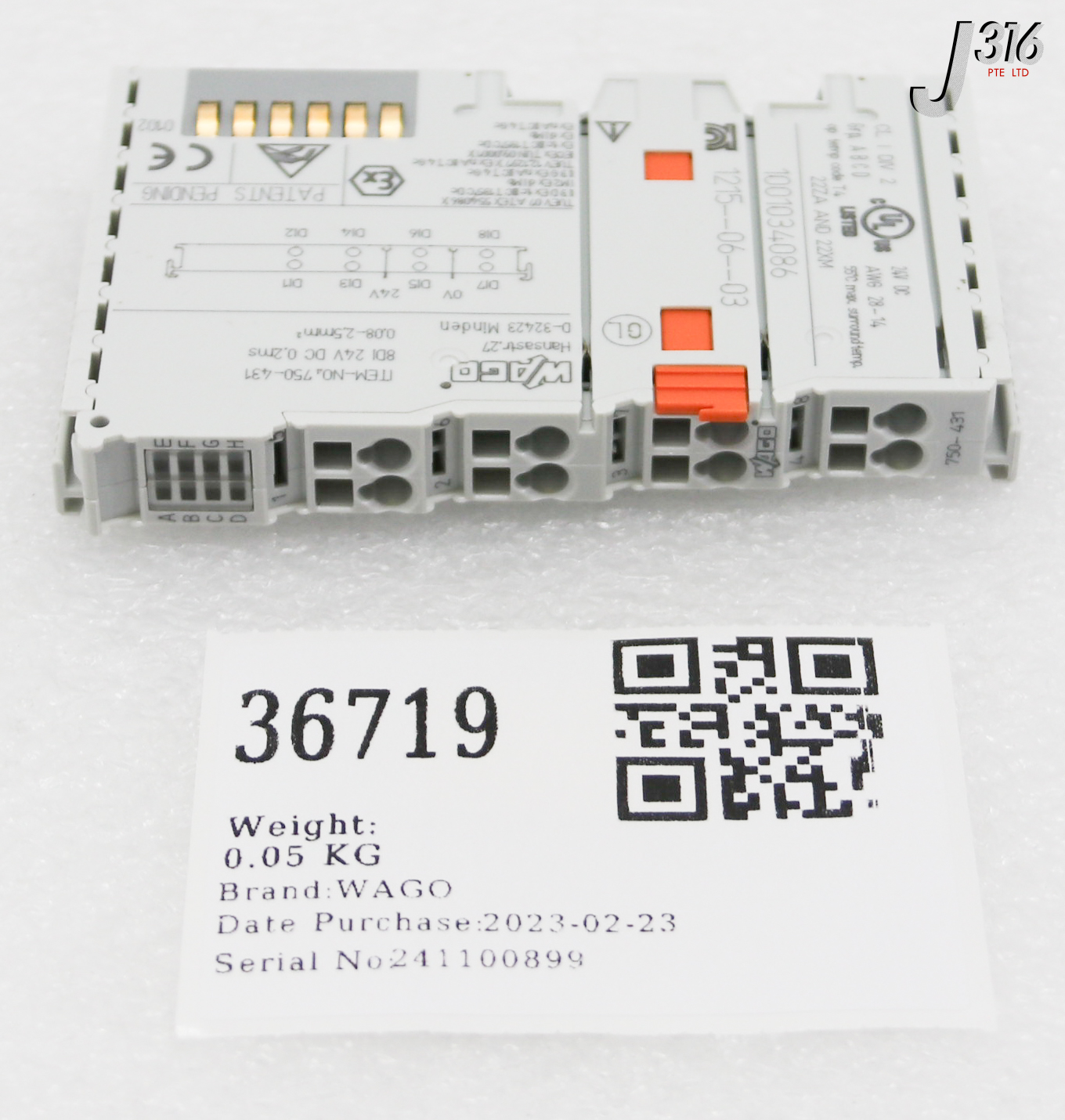 36719 WAGO DIGITAL INTPUT MODULE, 8DI, 24 V DC, 0.2MS, 0.08-2.5MM2